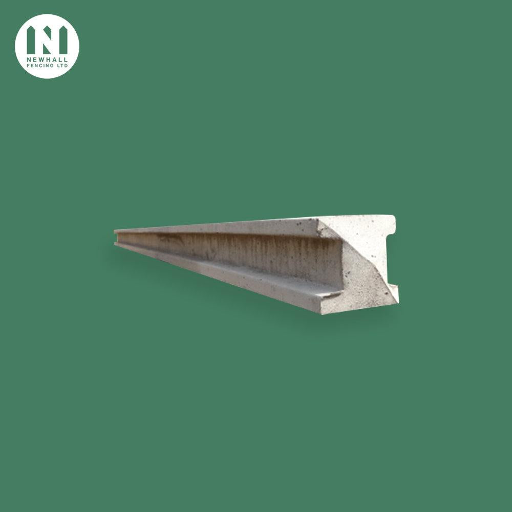 Concrete slotted fence post for slotting panels into