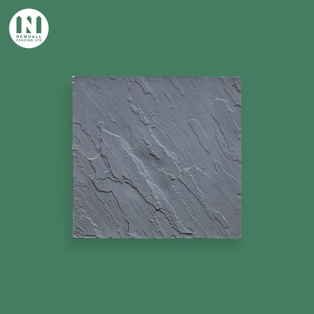 600x600mm riven concrete paving slab in grey with a split stone texture