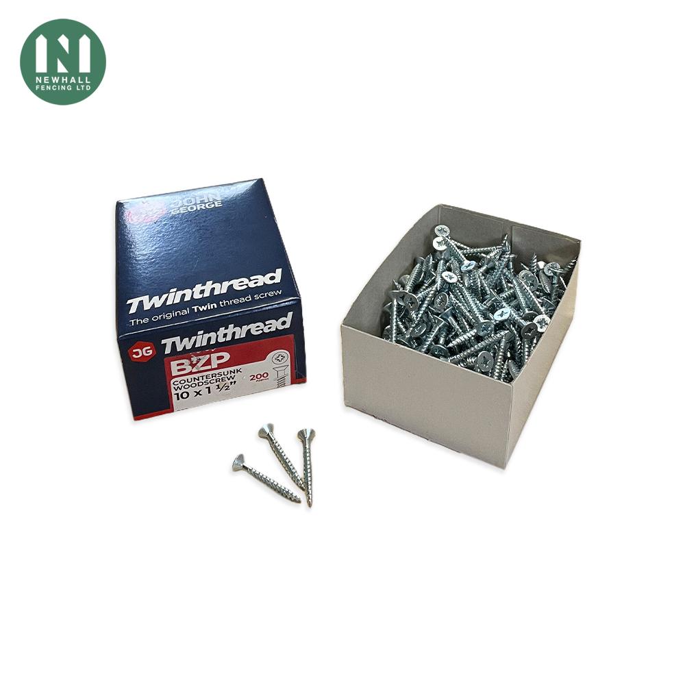 Twinthread 10 x 1 1/2 inch timber screws, box of 200