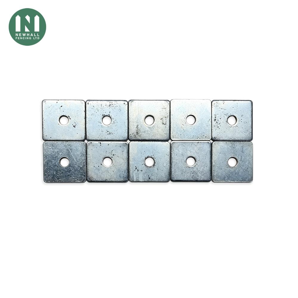 M10 50mm x 50mm square galvanised plate washers, pack of 10
