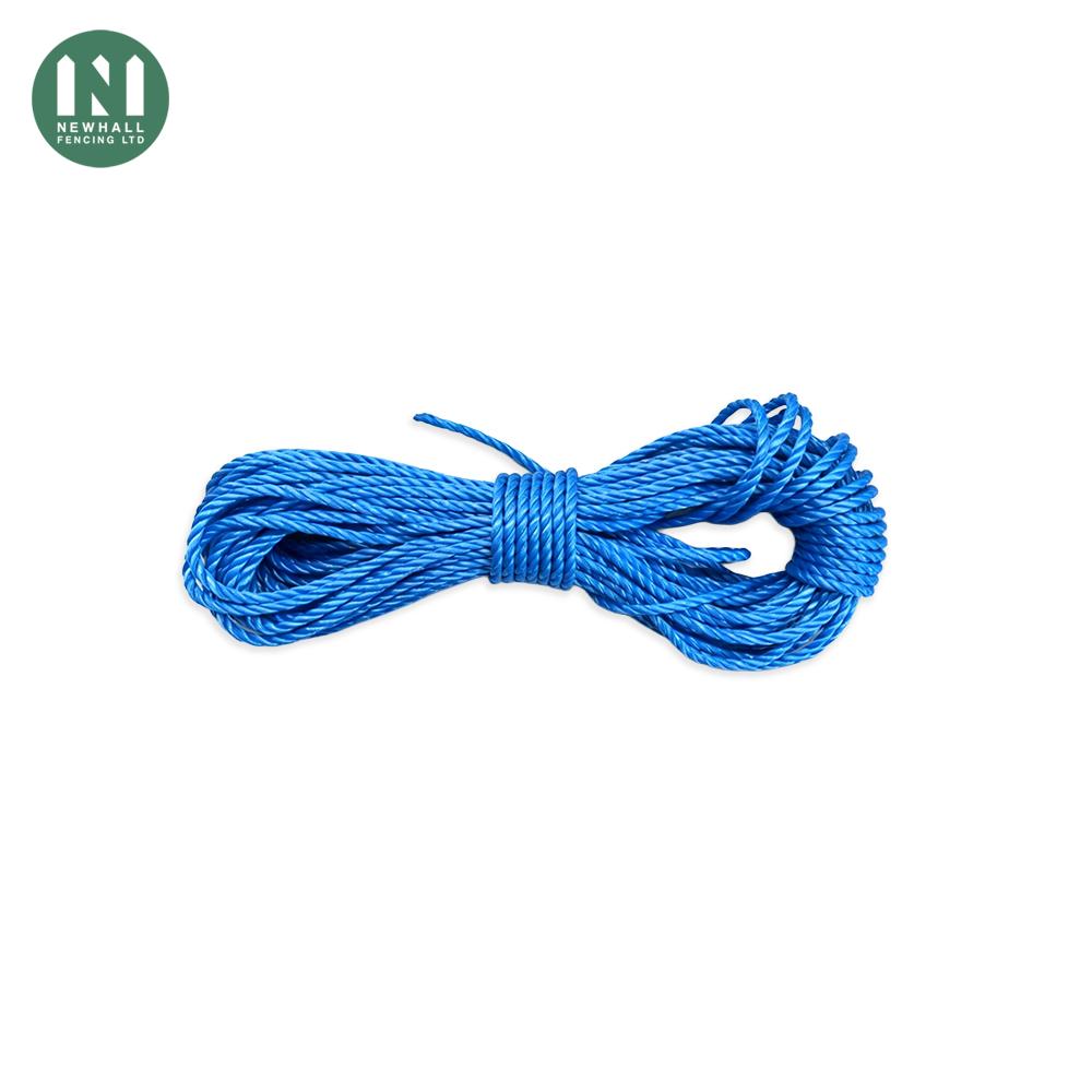 Coil of blue polypropylene rope, approximately 30 metres