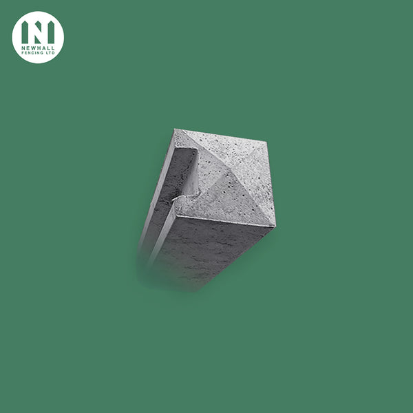 Grey pigmented concrete end fence post