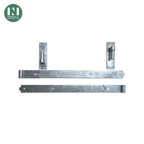 Pair of 30 inch galvanised hooks and bands for heavy timber gates