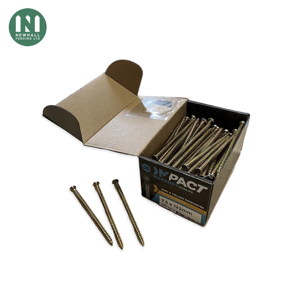 Impact ADV 7.5mm x 122mm masonry screws, box of 100