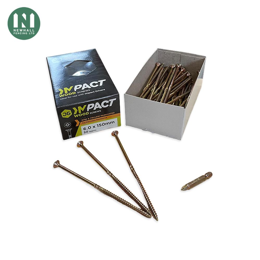 Impact 6.0mm x 150mm timber screws, box of 50