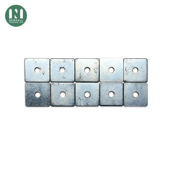 M10 50mm x 50mm square galvanised plate washers, pack of 10